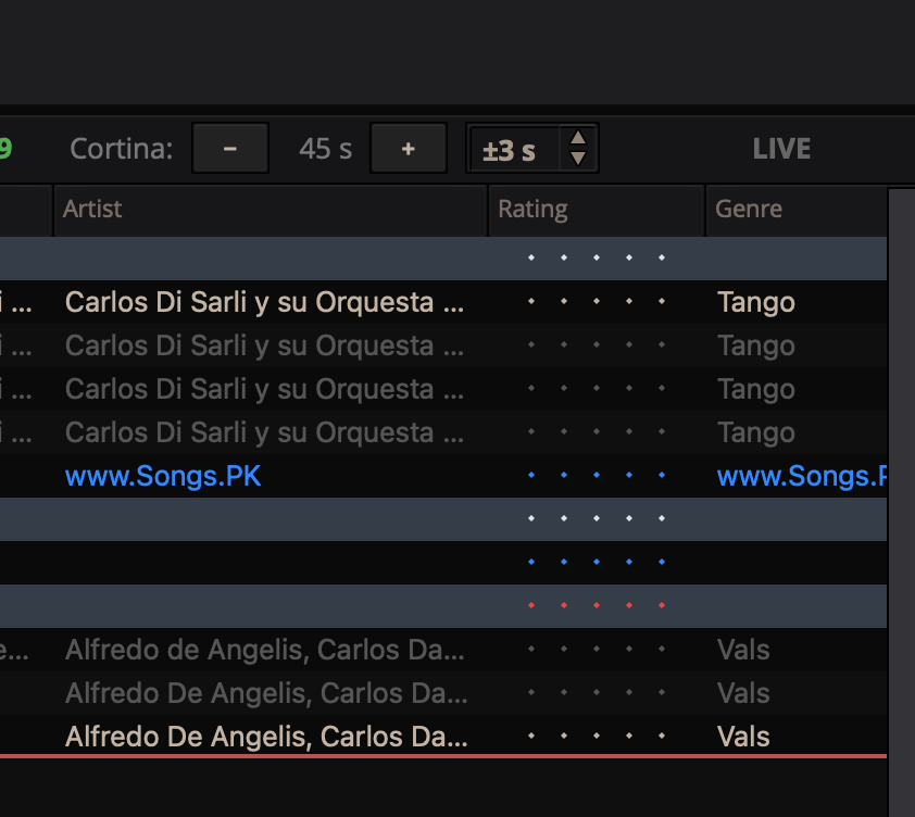The TangoQ toolbar with LIVE mode off, the indicator greyed out.